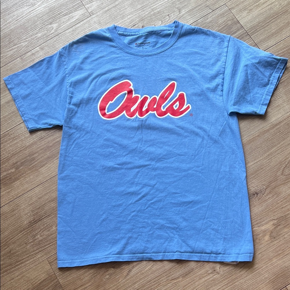 Florida Atlantic University unisex Owls Script Logo Blue Graphic T-Shirt- FAU